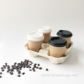 Disposable takeaway sugarcane 4 cups holder for coffee